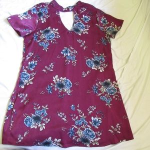 Maroon Floral collar Dress